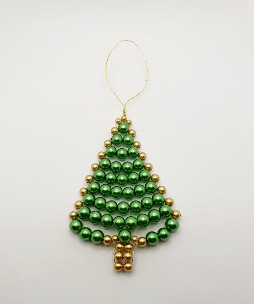 Natalie Patten's Beaded Wire Christmas Tree Ornament - , Holiday Designs, Coiling, Coiling Wire, Wire Coiling, Lashing, Wire Lashing, Wire Wrapping, Wrapping, Wire Wrapping Jewelry, Beads, wire beaded Christmas tree ornament